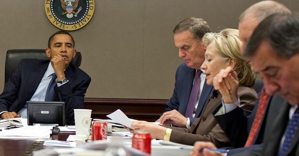President Barack Obama listens during a meeting with top advisers about Pakistan in 2009. (Photograph: Pete Souza/The White House)