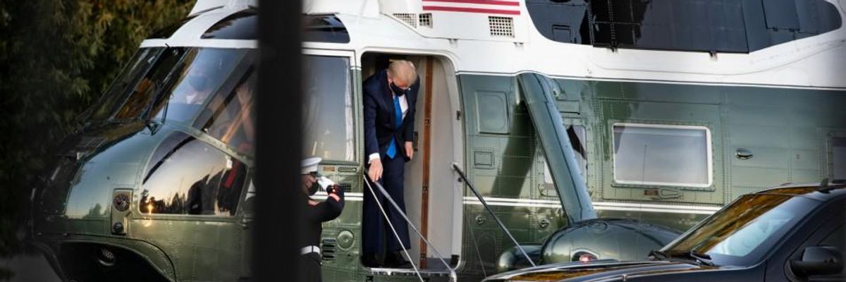 "How Many People Will Die Because of This Tweet?" Trump, Leaving Hospital, Tells Nation: "Don't Be Afraid of Covid"