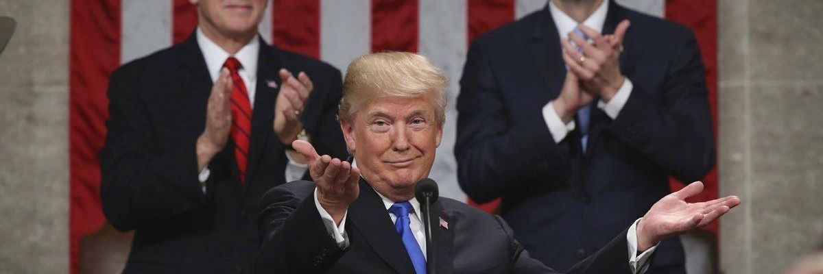 Trump and His Teleprompter Assure America That the State of the Union Is Strong. No, Really