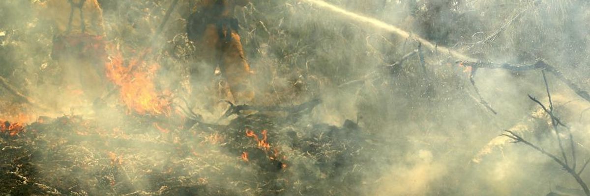 'Repugnant and Dangerous': Ignoring Role of Climate Crisis, Trump Offers Buffoonery on California Wildfires