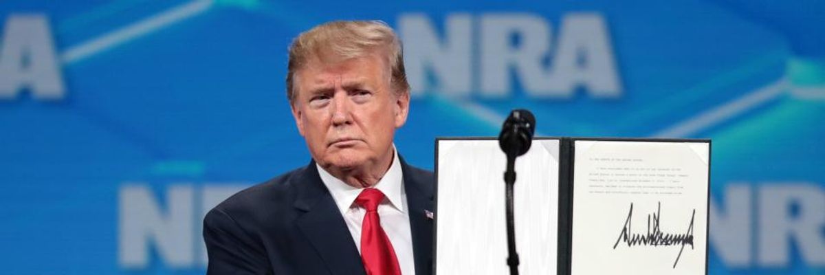 "I Hope You're Happy": In Middle of NRA Speech, Trump Signs Order to Withdraw From Global Arms Treaty