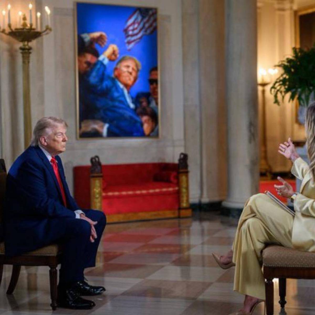 President Donald Trump sits for an interview with Lara Trump