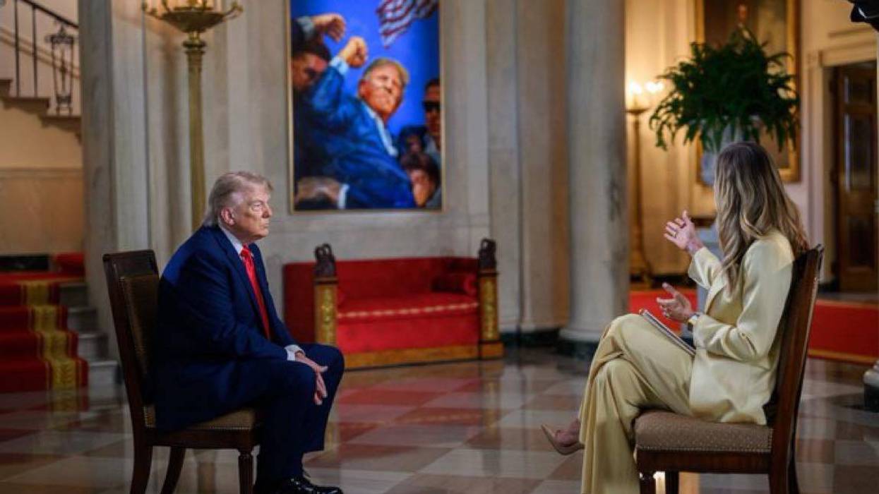 President Donald Trump sits for an interview with Lara Trump