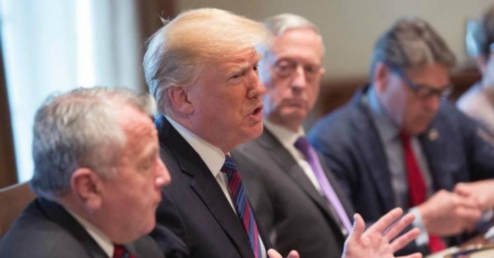 President Donald Trump speaks during a luncheon with the leaders of Estonia, Latvia and Lithuania on April 3, 2018 at The White House in Washington, DC. The President answered questions from the media about a wide range of issues including illegal immigration from Mexico and relations with Russia. (Photo: Chris Kleponis-Pool/Getty Images)