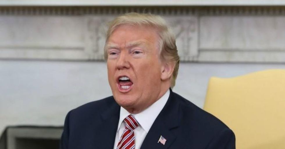 President Donald Trump speaks during a meeting with the Emir of Qatar Sheikh Tamim bin Hamad Al Thani, in the Oval Office at the White House, on April 10, 2018 in Washington, D.C. (Photo: Mark Wilson/Getty Images)
