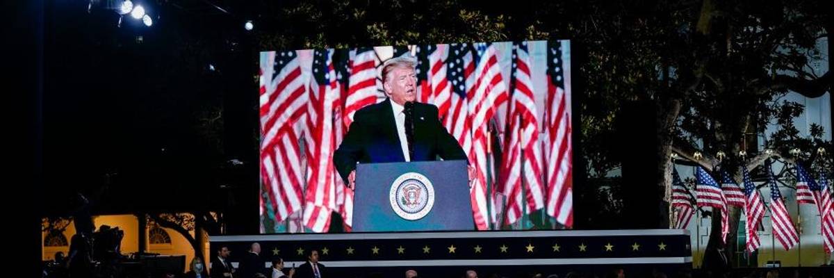 President Donald Trump speaks on the fourth and final night of the Republican National Convention