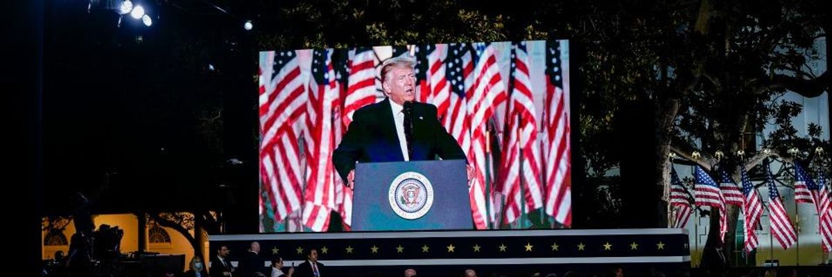 President Donald Trump speaks on the fourth and final night of the Republican National Convention