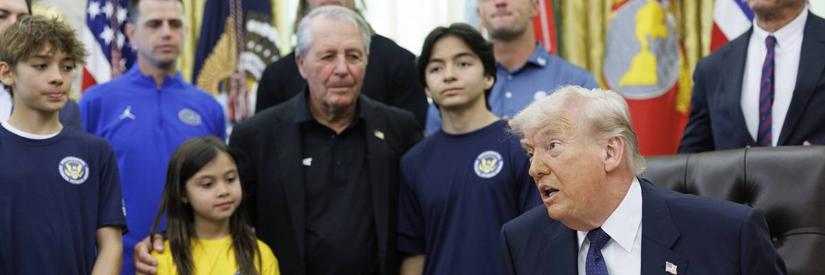 President Donald Trump with kids