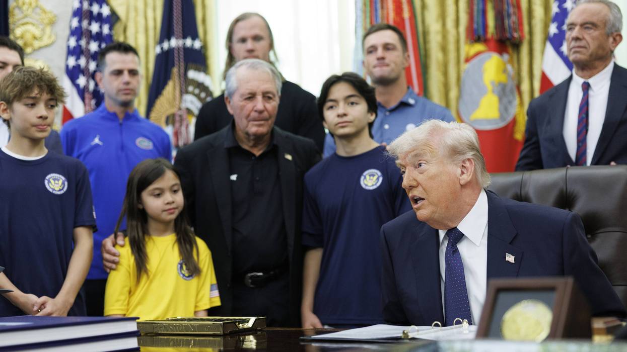President Donald Trump with kids