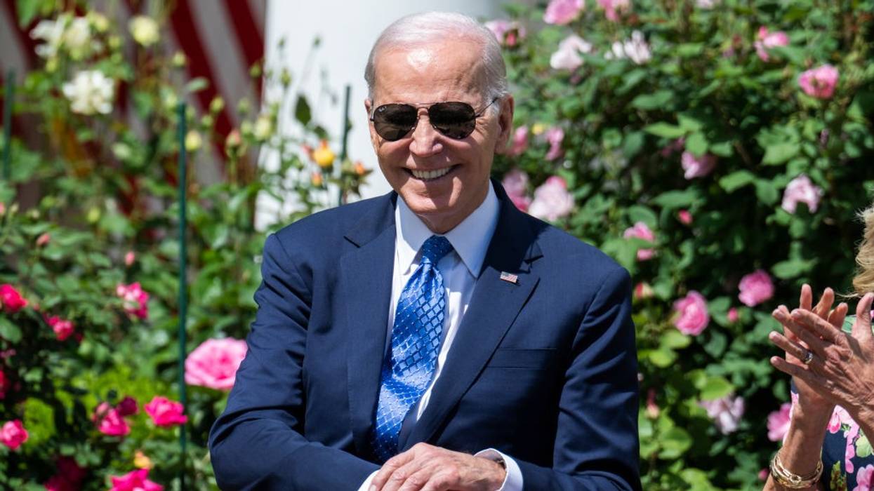 President Joe Biden attends the Council of Chief State School Officers' 2023 Teachers of the Year event in the White House Rose Garden on Monday, April 24, 2023.