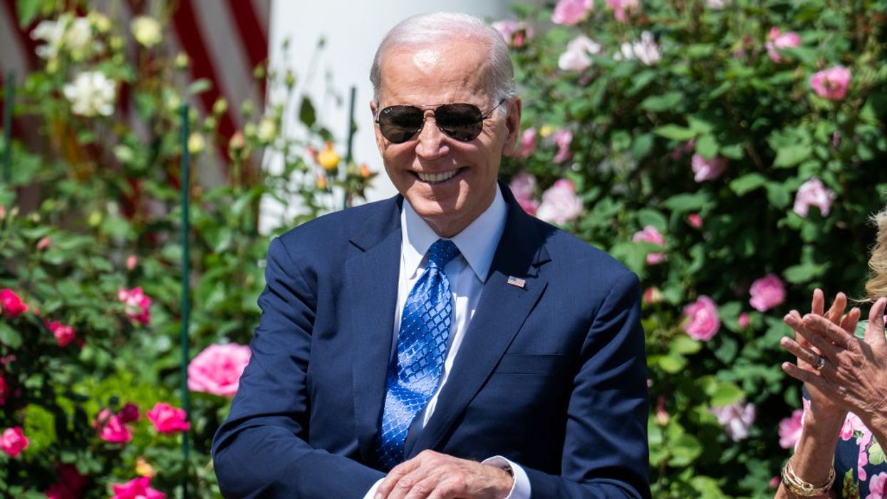 President Joe Biden attends the Council of Chief State School Officers' 2023 Teachers of the Year event in the White House Rose Garden on Monday, April 24, 2023.