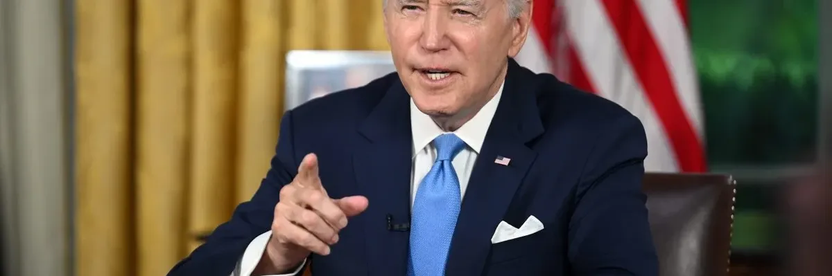 President Joe Biden gives speech in Oval Office