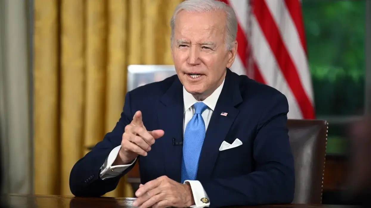 President Joe Biden gives speech in Oval Office