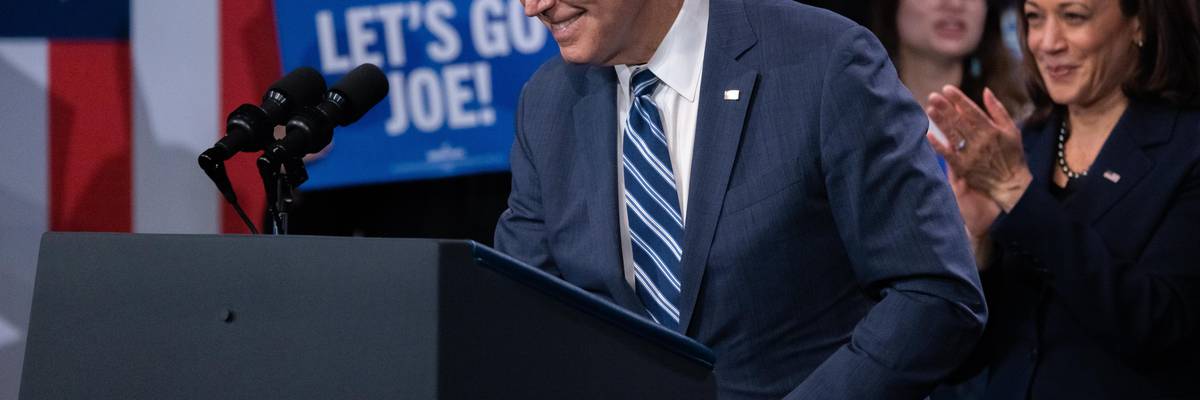 President Joe Biden speaks at a Democratic National Committee rally on November 10, 2022 in Washington, D.C.