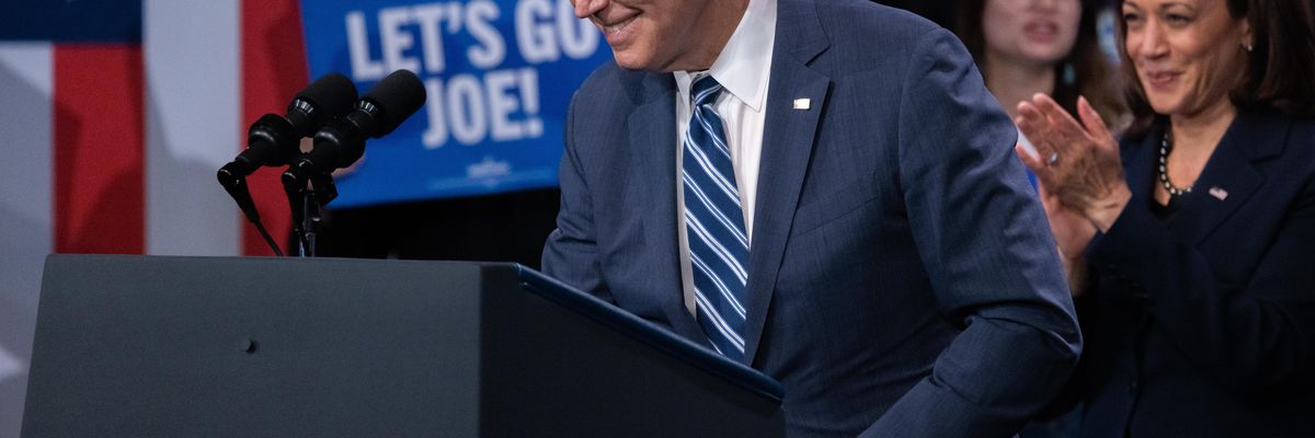 President Joe Biden speaks at a Democratic National Committee rally on November 10, 2022 in Washington, D.C.