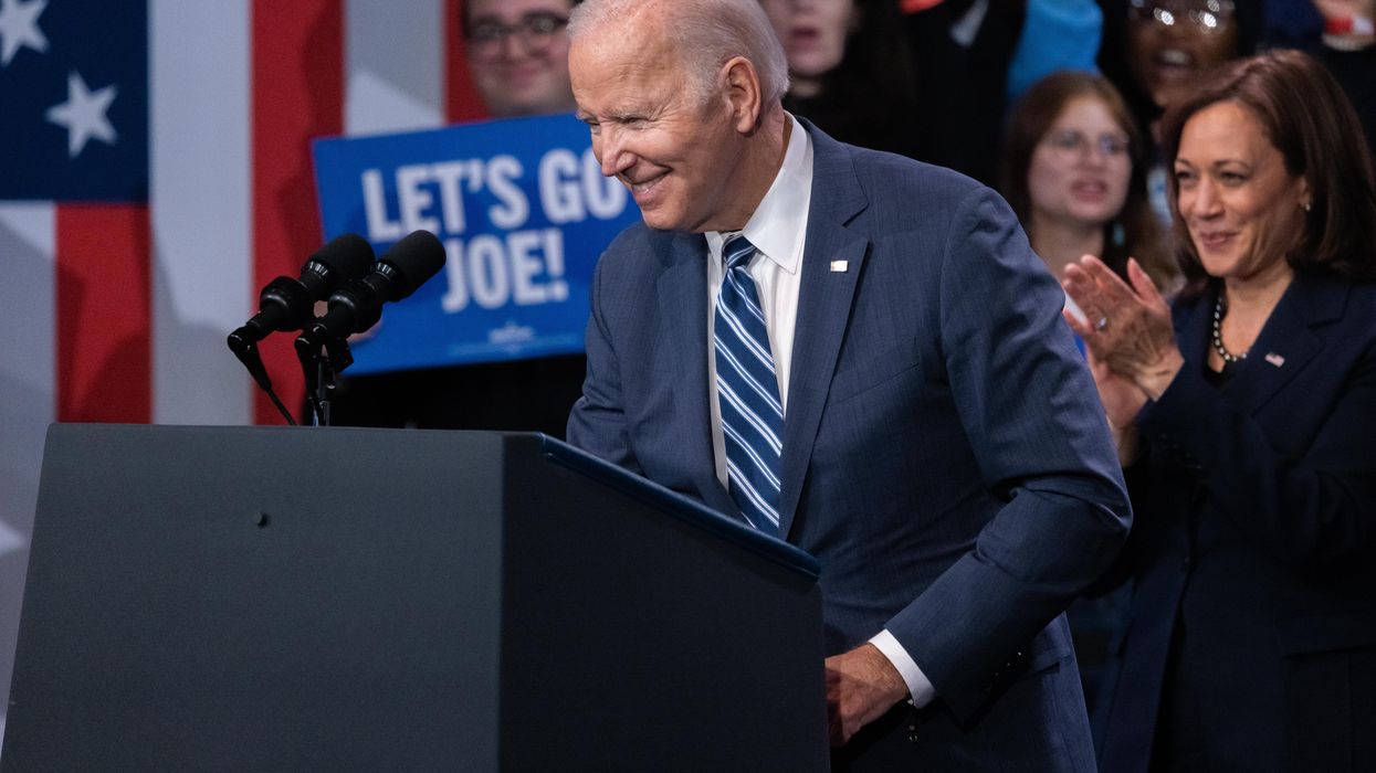 President Joe Biden speaks at a Democratic National Committee rally on November 10, 2022 in Washington, D.C.