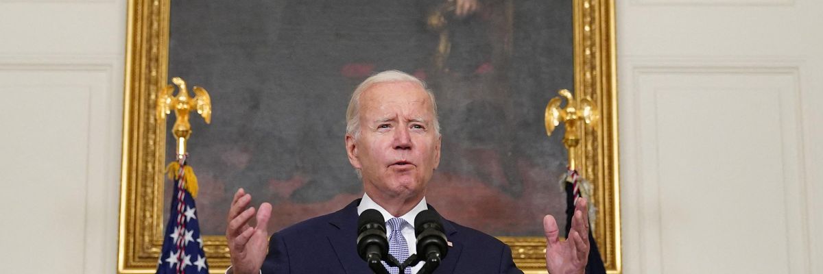 President Joe Biden speaks at a press conference