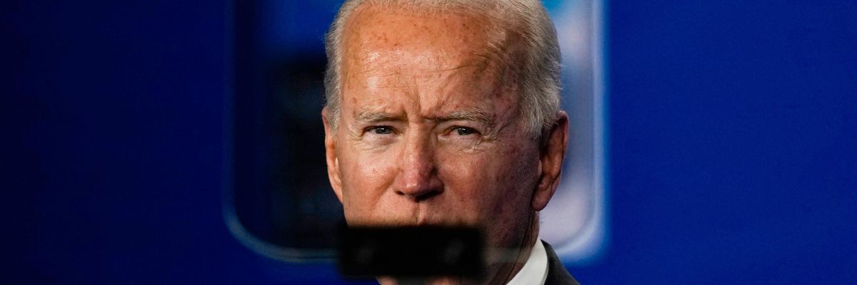 President Joe Biden speaks at a press conference