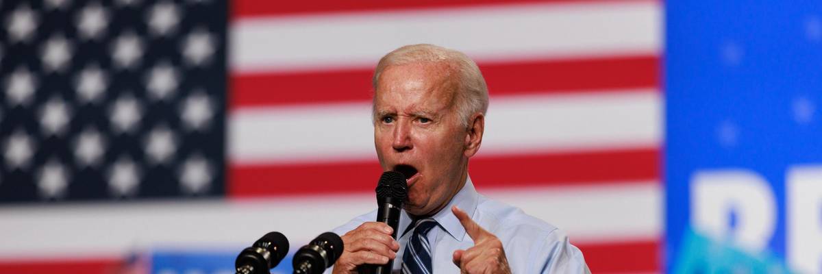 President Joe Biden speaks at a rally in Maryland