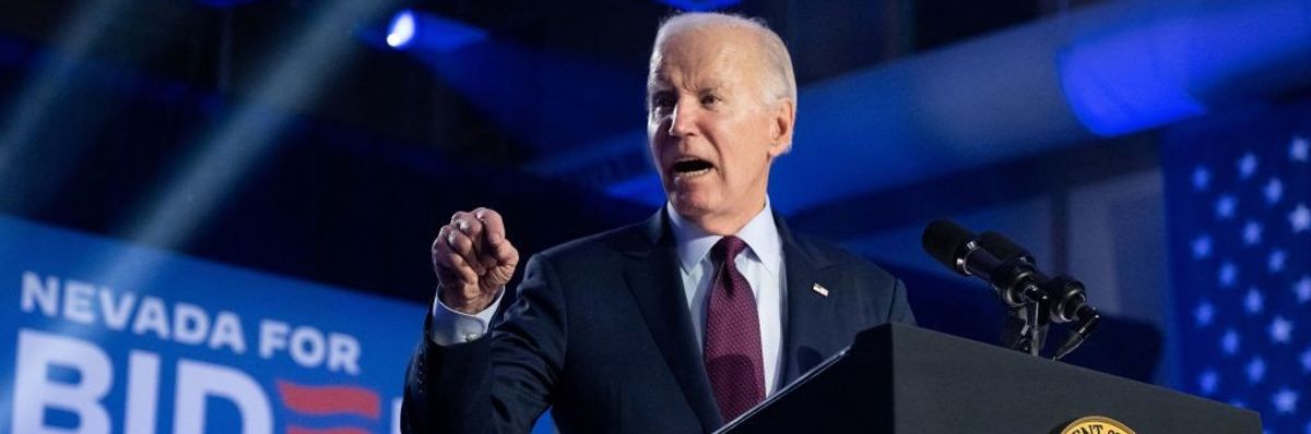 President Joe Biden speaks during a 2024 campaign rally