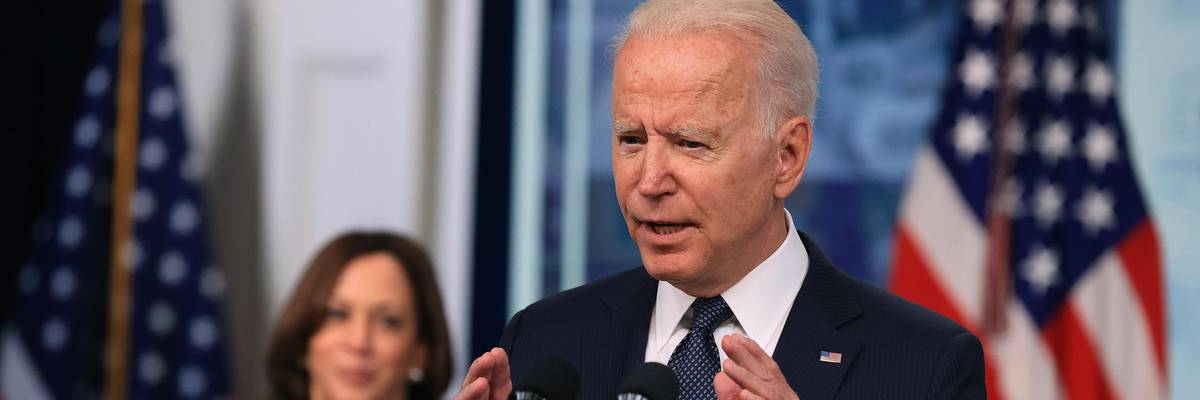 President Joe Biden speaks during a press conference