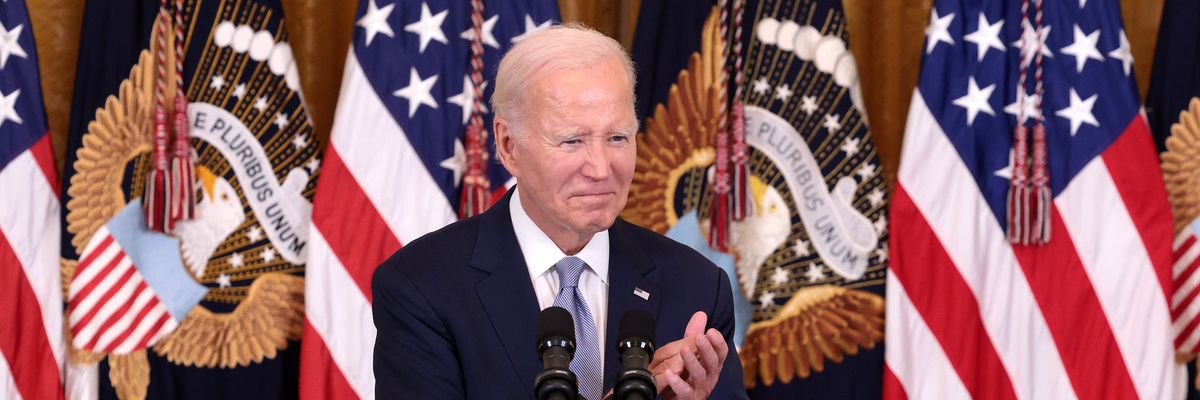 President Joe Biden speaks during an event