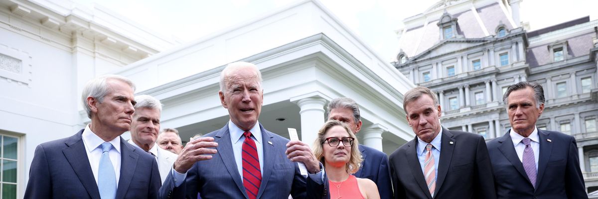 President Joe Biden speaks in front of the White House