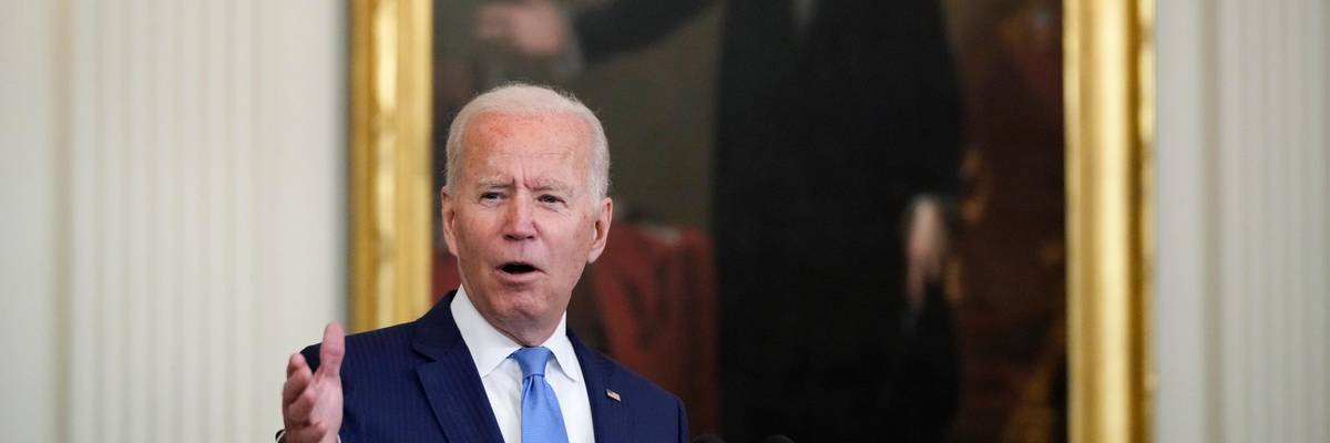 President Joe Biden speaks to reporters