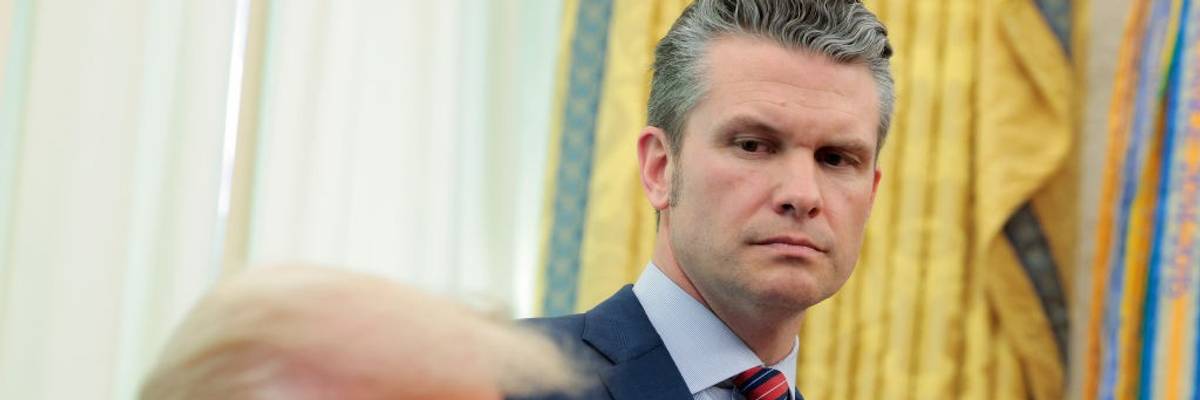 President Trump And Defense Secretary Hegseth Speak In The Oval Office