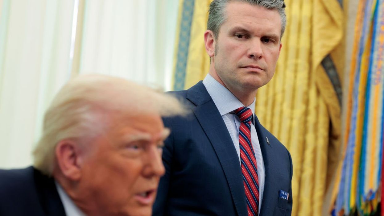 President Trump And Defense Secretary Hegseth Speak In The Oval Office