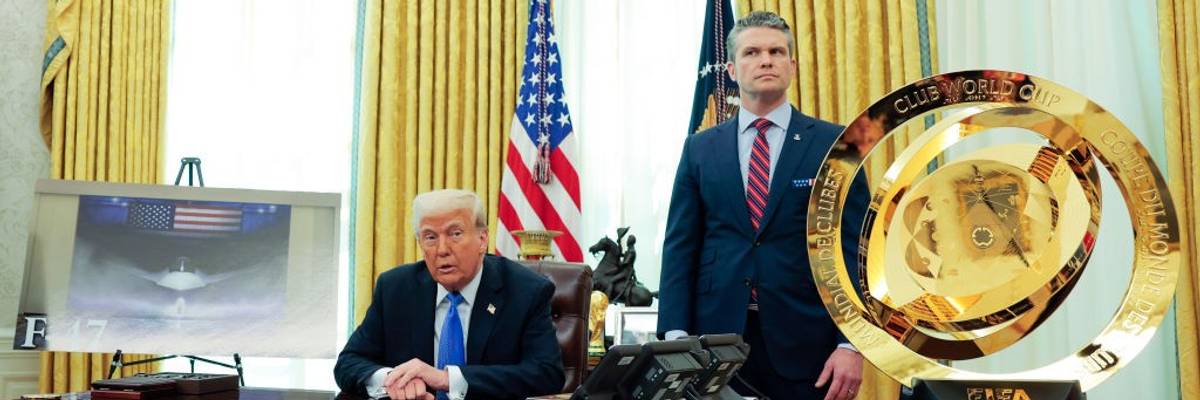 President Trump And Defense Secretary Hegseth Speak In The Oval Office