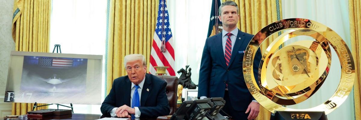 President Trump And Defense Secretary Hegseth Speak In The Oval Office
