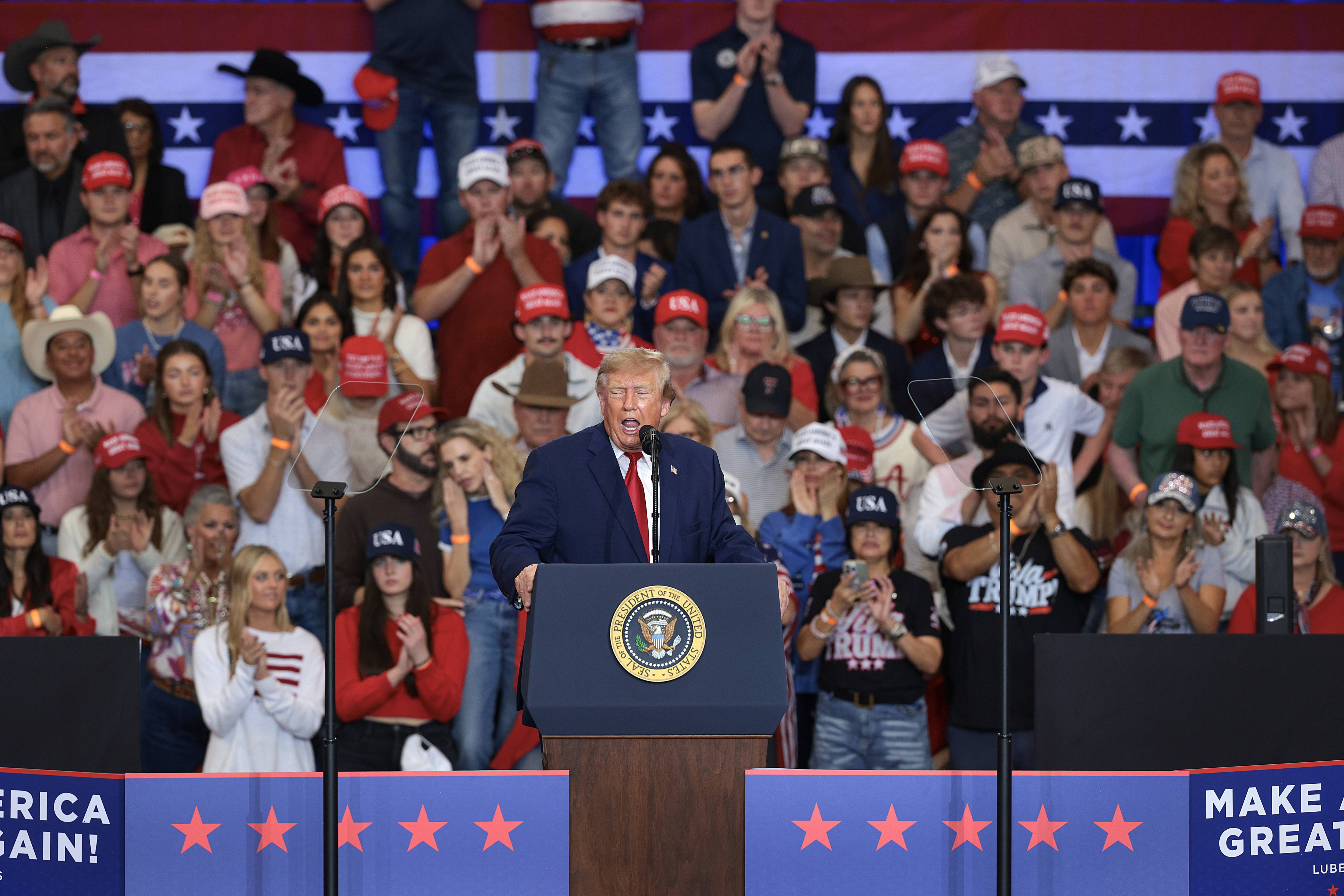 President Trump Holds Midterm Campaign Rallies In Texas