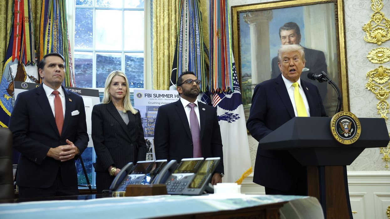 President Trump Holds Press Conference with blanche, bondi, patel