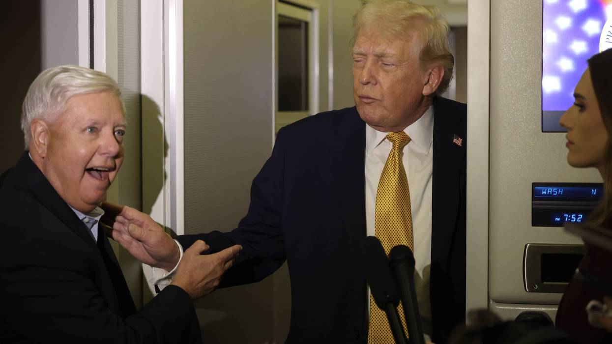 President Trump is seen in a playful exchange with Lindsey Graham