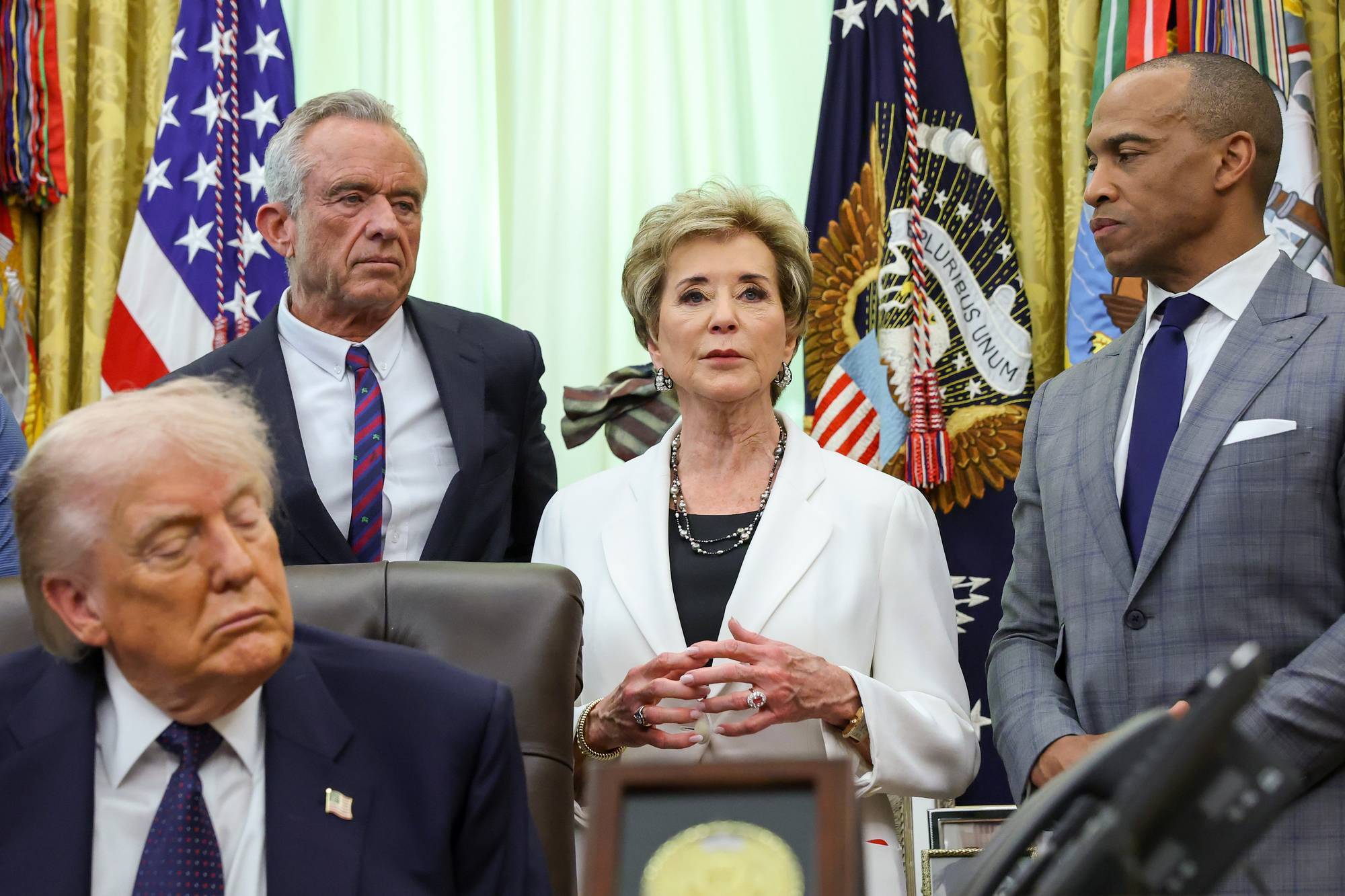 President Trump Signs A Proclamation On The Presidential Fitness Test In The Oval Office