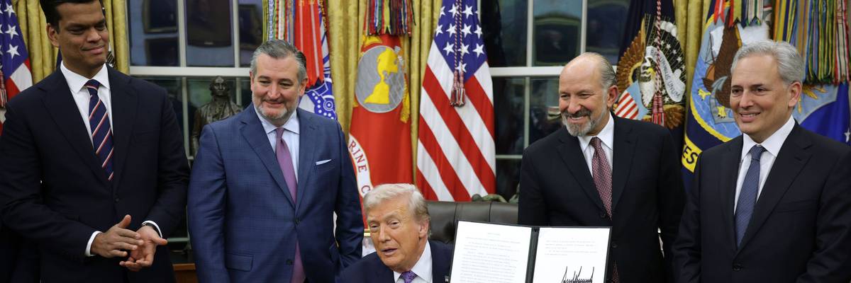 President Trump Signs Executive Orders In The Oval Office