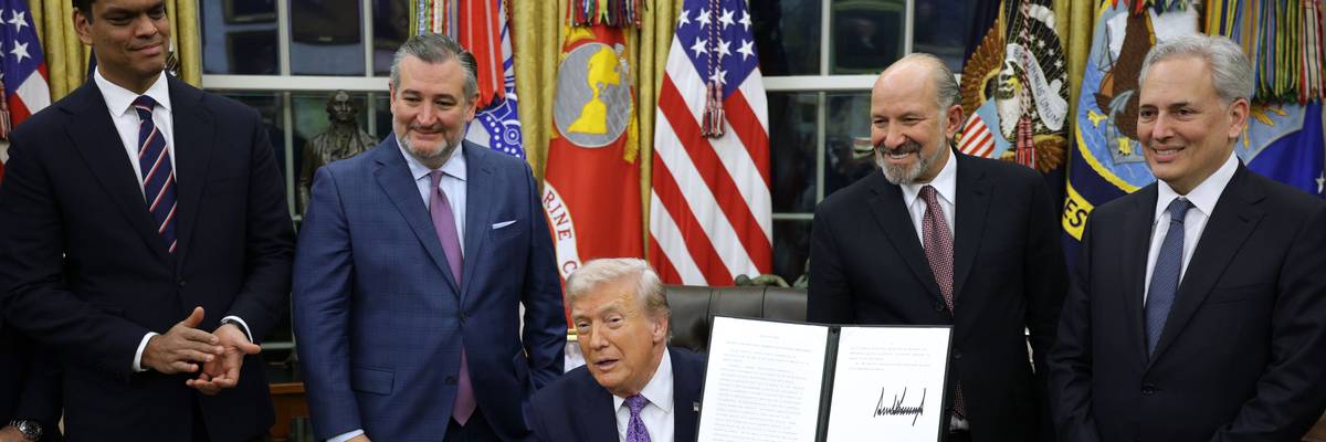 President Trump Signs Executive Orders In The Oval Office