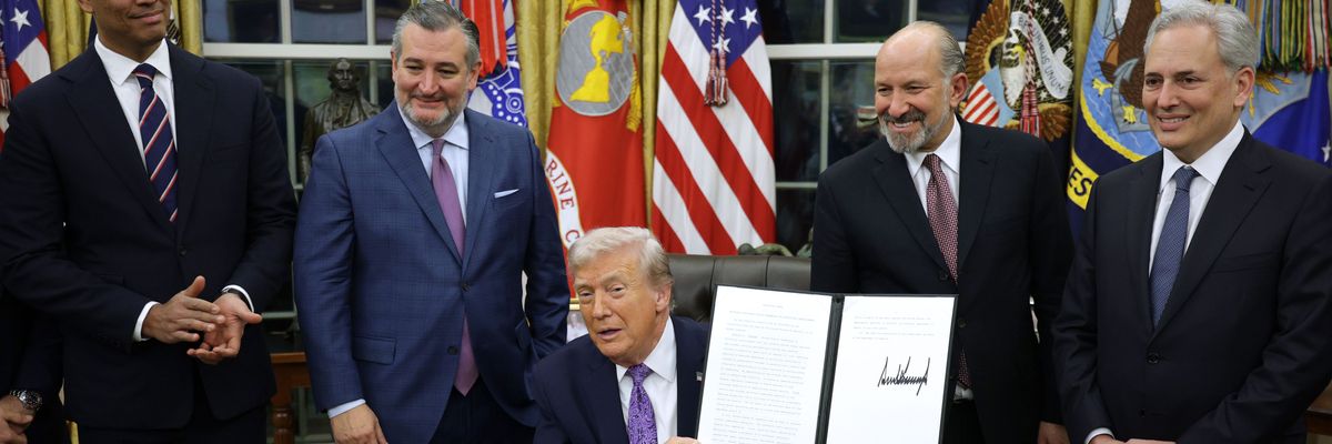 President Trump Signs Executive Orders In The Oval Office