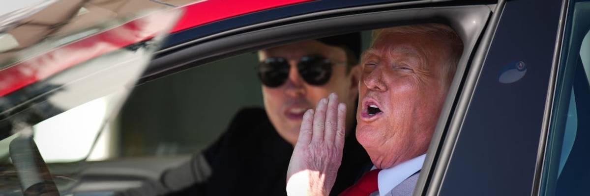 President Trump Speaks Alongside Tesla Vehicles At The White House