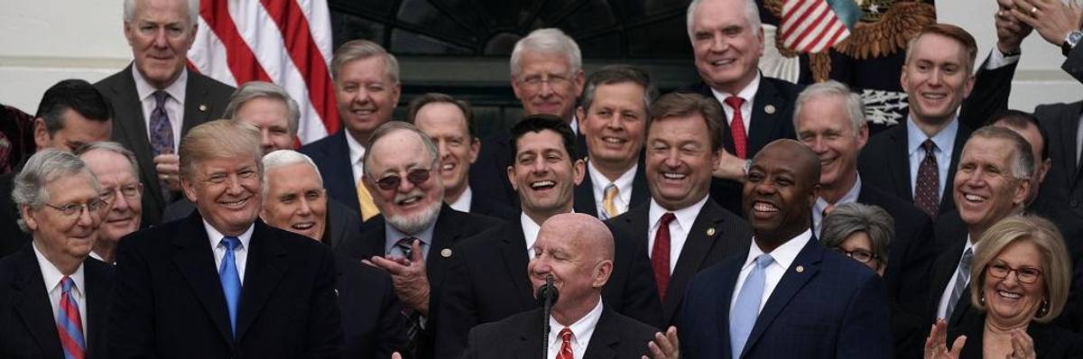 President Trump Speaks On The Passage Of The GOP Tax Plan At The White House