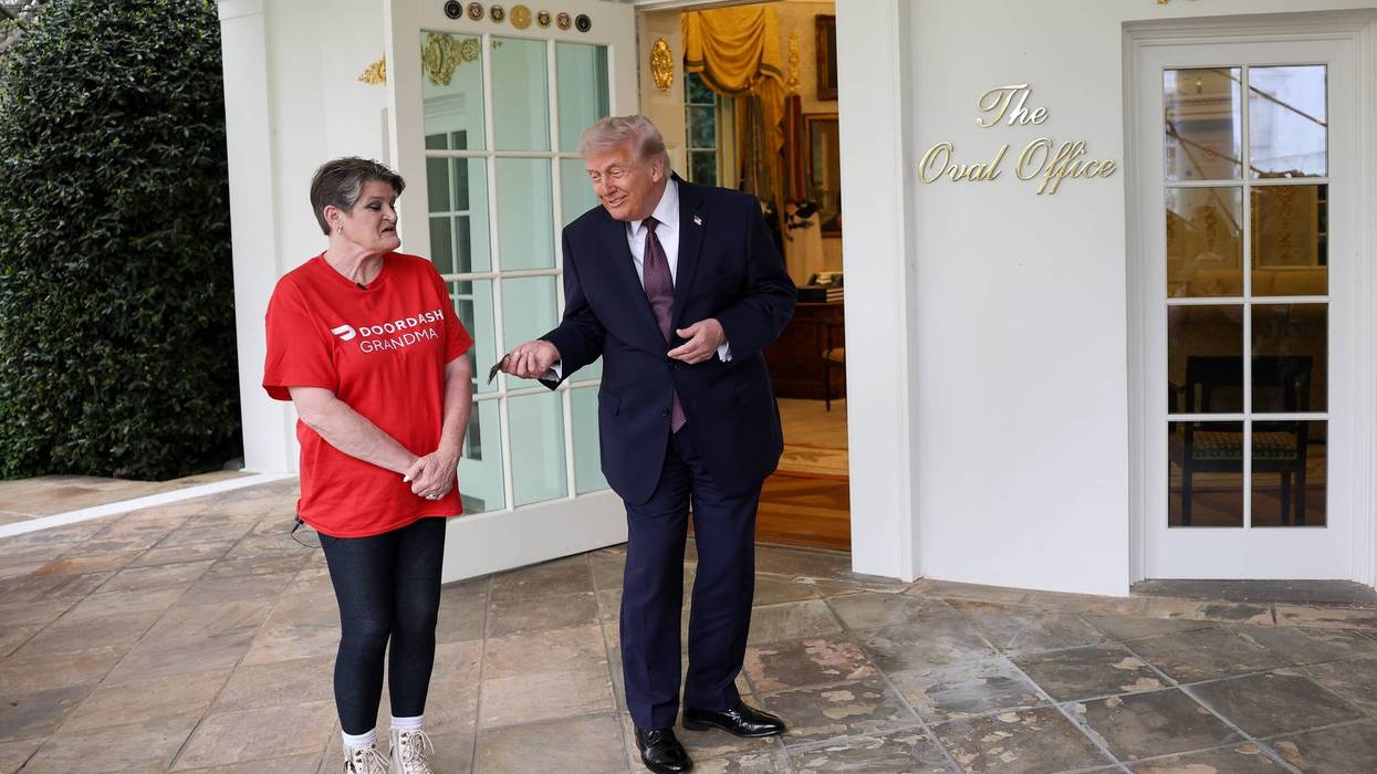 President Trump Speaks To Press Outside The Oval Office