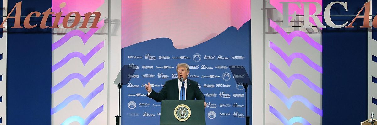 Trump Becomes First Sitting President to Speak at Hate-Filled 'Values Voter Summit'