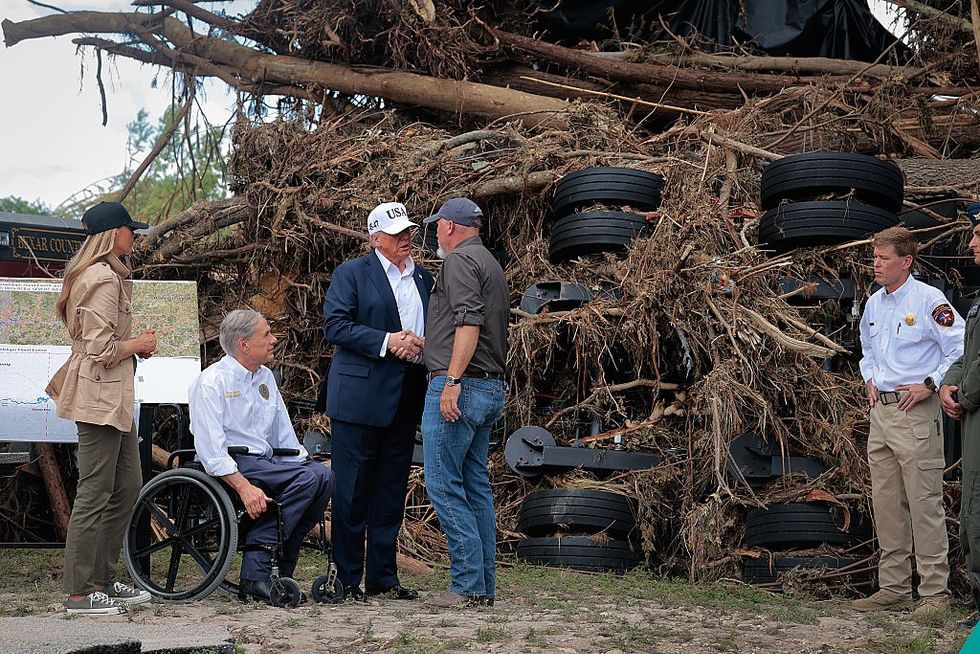 President Trump Tours Devastation In Texas After Deadly Flash Flooding