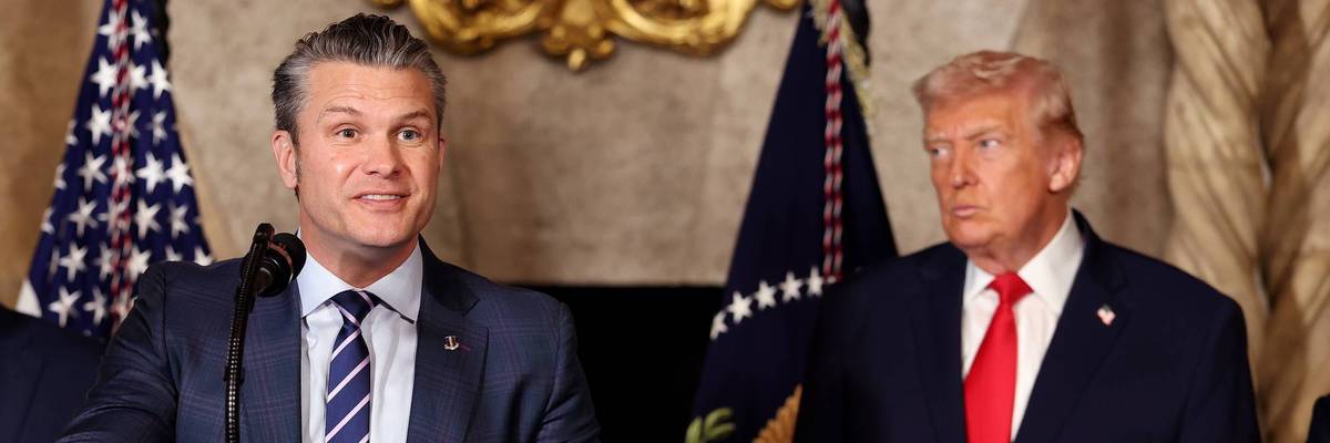 President Trump, With Secretaries Of Navy And War, Makes An Announcement From His Mar-a-Lago Resort In Florida