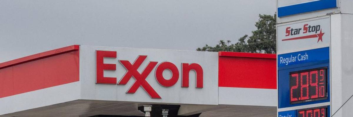 Prices are displayed at an ExxonMobil gas station on February 1, 2022 in Houston, Texas.