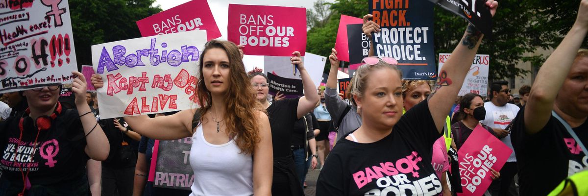 Pro-choice activists march along Constitution Avenue to the U.S. Supreme Court in Washington, D.C., May 14, 2022, to declare, 'Bans off our bodies." (Photo: Astrid Riecken for The Washington Post via Getty Images)