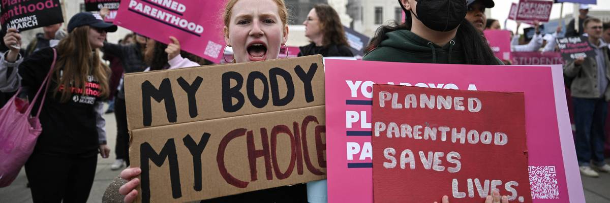 Pro-choice advocates rally outside the US Supreme Court