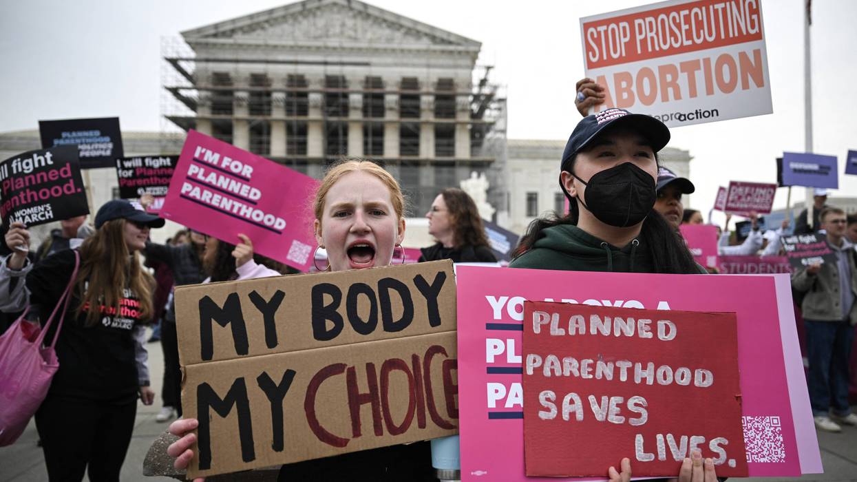Pro-choice advocates rally outside the US Supreme Court