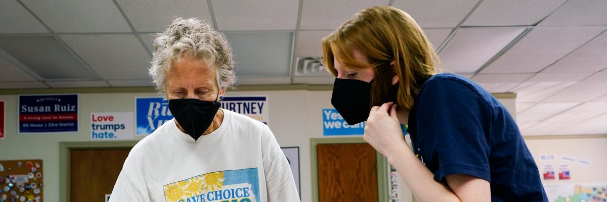 pro-choice campaigners in Kansas prepare to knock on doors
